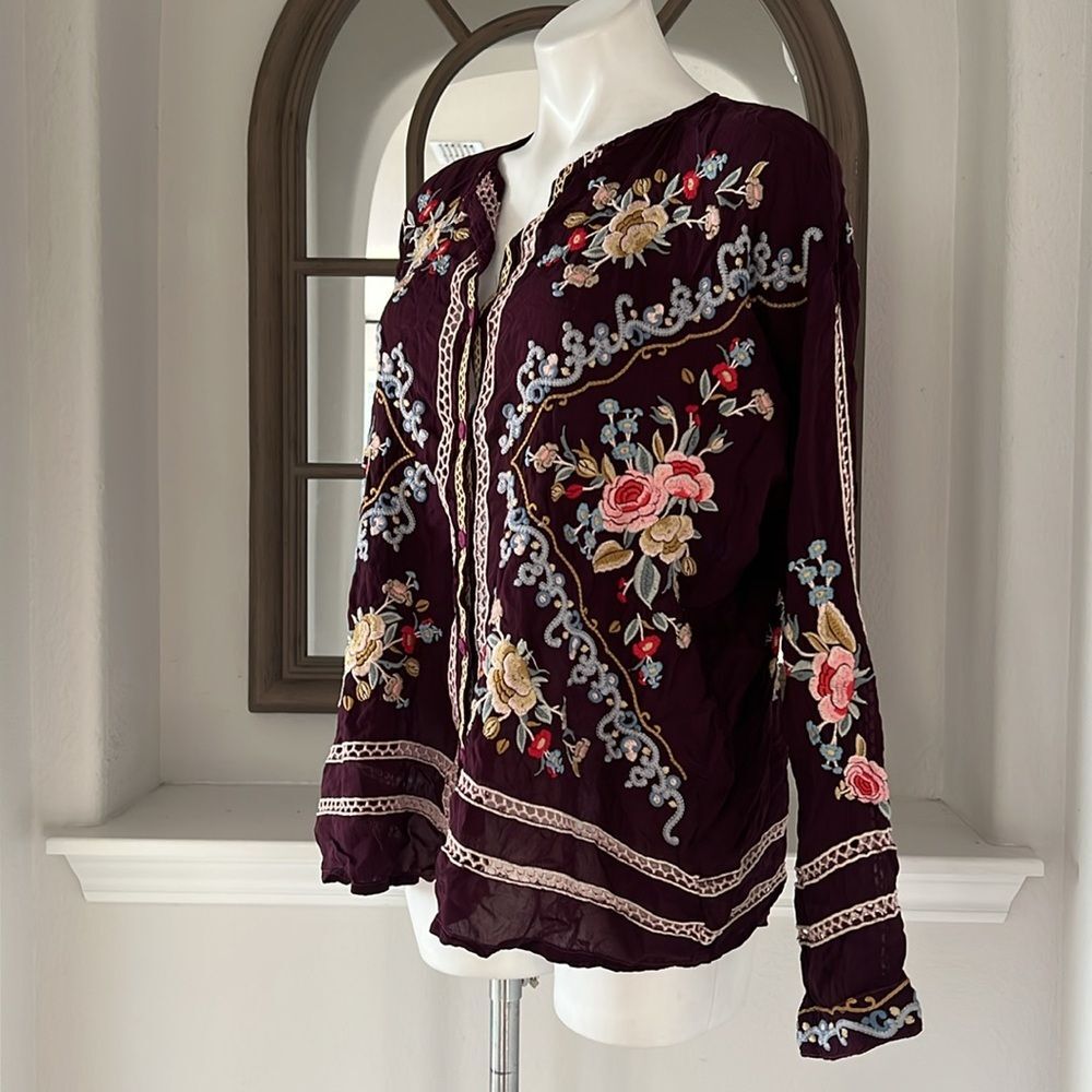 Johnny Was Carmen Button-Up Blouse in Jam, NWT, Size L - Picture 6 of 16